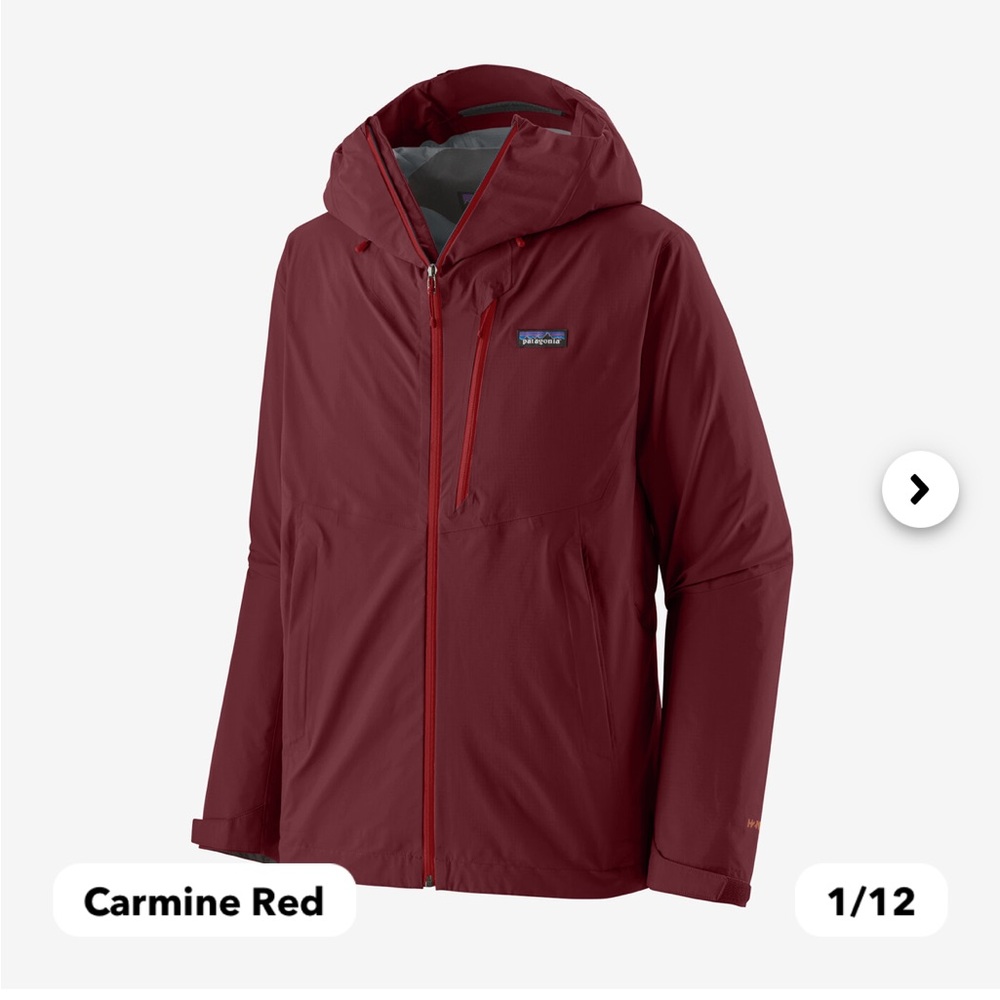 Patagonia Carmine Red Men's Hooded Raincoat Jacket